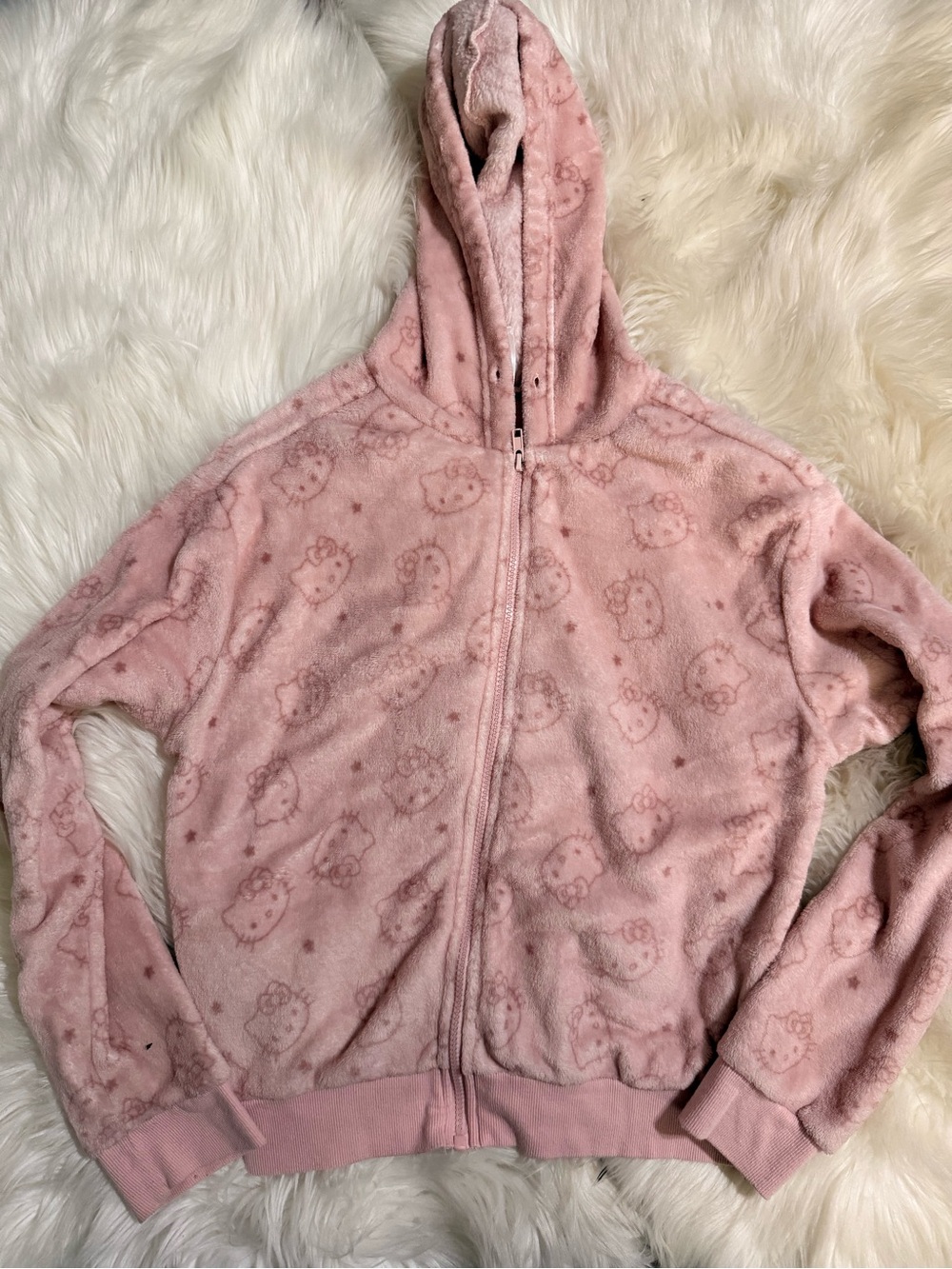 Hello Kitty Pink Plush Zip-Up Hoodie